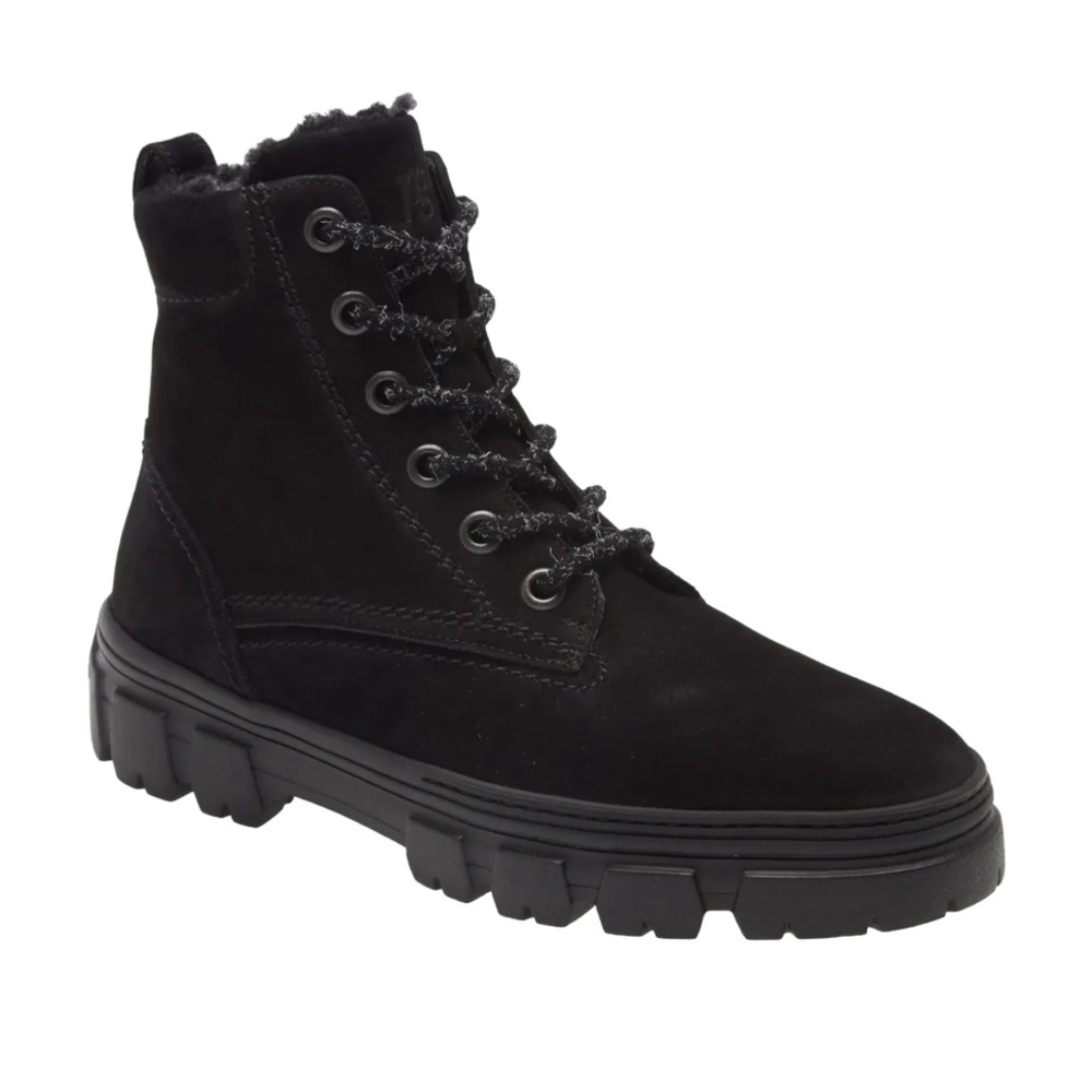 Paul Green Joaquin Shearling Moto Boots Black Sportnubuk Size 7 Genuine